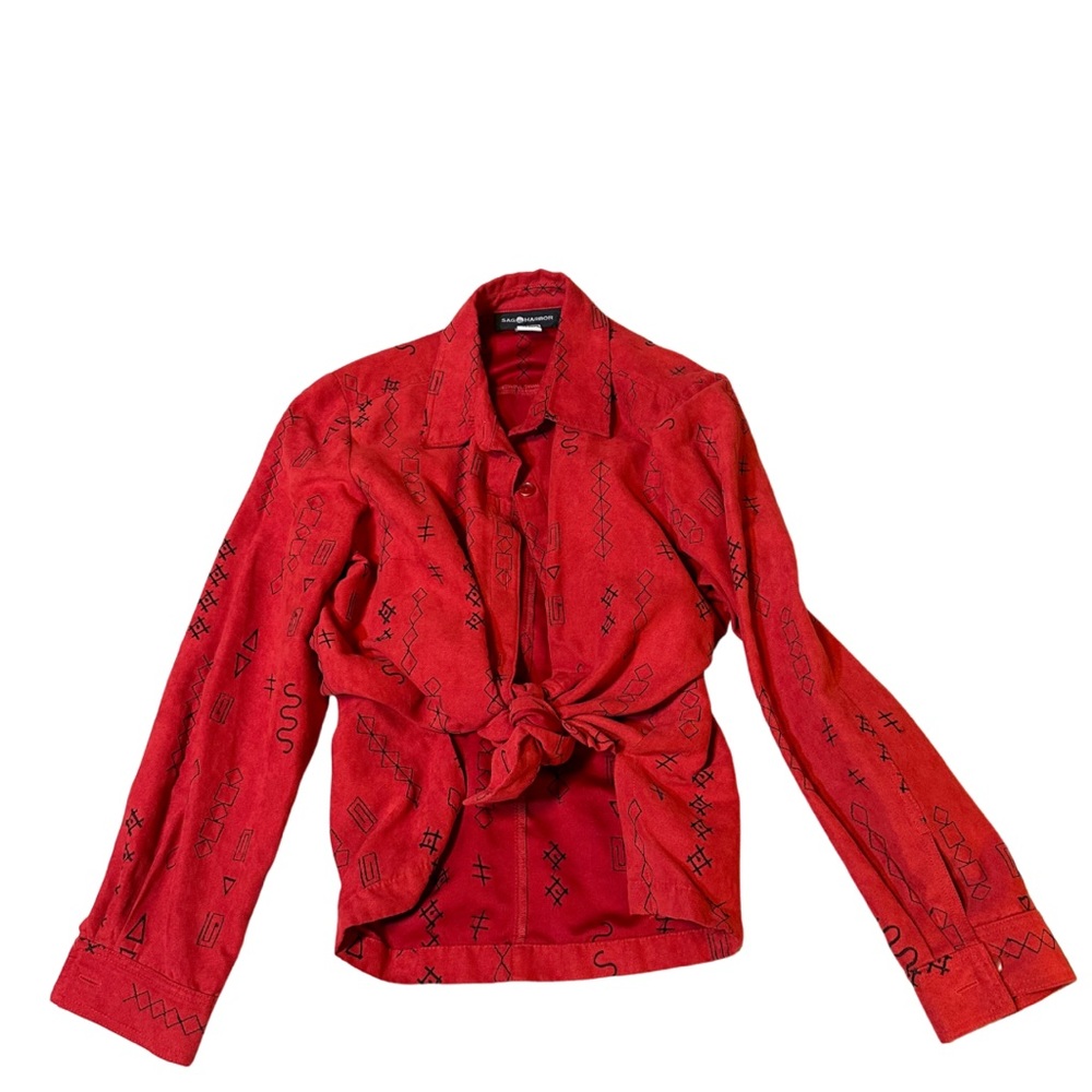 Vintage Sag Harbor Red Faux Suede western/tribal shacket sz. 14